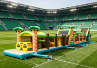 Château gonflable géant transfrontalier pour l'extérieur, parcours d'obstacles, toboggan, pour événements en zone touristique, places publiques et activités d'échauffement - Fabricant
