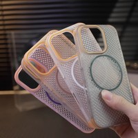 Mode Dissipation thermique maille creux cercle fin magnétique antichoc housse de téléphone pour iPhone 12 13 14 15 16 17 Pro Max Plus