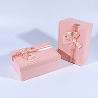 Boîte cadeau rigide rose personnalisée avec ruban, emballage cosmétique de luxe pour pots de crème de soin, impression de logo personnalisée