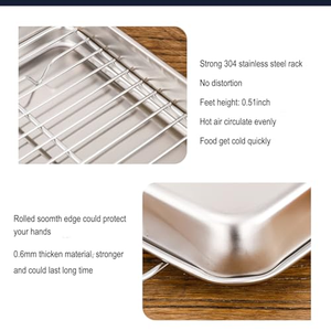 Baking Sheet <b>Rack</b> Set Duty Cookie Sheet Cooling <b>Rack</b> Nonstick Baking Pan Warp Resistant Heavy Stainless Steel Baking Tray - Product Image 2