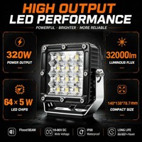 Projecteur LED Super Lumineux 320W 32000LM 5000-6000K Étanche IP68 pour Camions, VUS et Véhicules Miniers