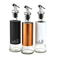 Ensemble de 3 bouteilles en verre de 750 ml pour huile et vinaigre avec bec verseur en acier inoxydable – Récipients de stockage en verre pour huile – Accessoires de cuisine