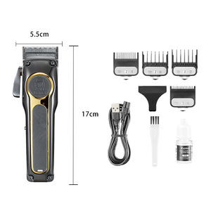 Tondeuse à cheveux Komei Km2352, corps métallique de 17 cm, moteur sans balais, rechargeable, pour usage domestique et professionnel - Product Image 1