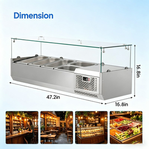 Refrigerador <span class=keywords><strong>de</strong></span> mostrador con vitrina para preparación <span class=keywords><strong>de</strong></span> ensaladas, ideal para cafeterías y <span class=keywords><strong>restaurantes</strong></span>, mantiene los ingredientes frescos y visibles - Product Image 5