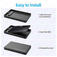 Boîtier portable Jeyi OEM/ODM en plastique pour disque dur/SSD SATA III USB 3.0 de 2,5 pouces, sans outil, 5 couleurs, garantie 1 an, FCC