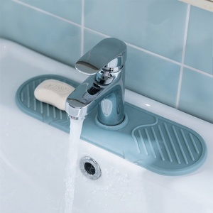Manufacturer Custom Logo Food Grade Silicone <b>Caddy</b> <b>Sink</b> Organizer Tray <b>Kitchen</b> Bathroom Splash Guard Water Catcher Faucet Mat - Product Image 1