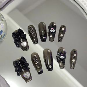 Marque privée de luxe presse sur les ongles ongles faits à la main en acrylique épais personnalisés avec des strass ongles artificiels - Product Image 5