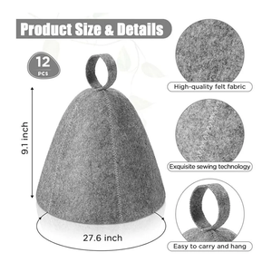 Chapeau <span class=keywords><strong>de</strong></span> sauna en laine mérinos fabriqué en usine, bonnets <span class=keywords><strong>de</strong></span> <span class=keywords><strong>bain</strong></span> en feutre <span class=keywords><strong>de</strong></span> laine naturelle pour hommes et femmes - Product Image 2