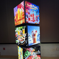 Impression personnalisée de boîtes de lampe lumineuse LED publicitaires rotatives en acrylique Enseigne de boîte à lumière