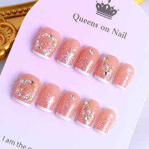 Uñas postizas de lujo acrílicas con estrellas y pedrería, de cobertura completa, hechas a mano, precio de fábrica al por mayor. - Product Image 5