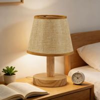 Lampe de table LED en tissu de style européen, abat-jour trapézoïdal, sans fil, recharge USB, commande tactile, lampe de chevet