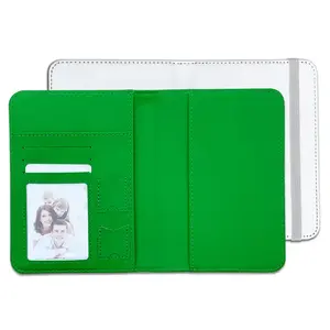 sanchuan hot selling PU Leather Passport Cover Diy Photo Print Sublimation ID Business Card Holder