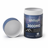 Boîte en tube de papier cylindrique bleu et blanc pour bonbons gélifiés, compléments vitaminiques et emballages de produits de santé en gros