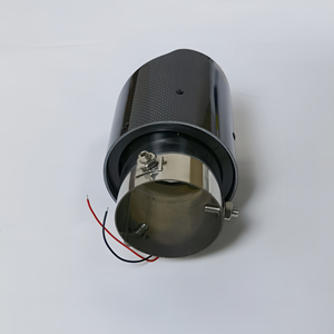 4インチアウトレット炭素繊維ステンレス鋼排気チップAkスタイルLEDライト車装飾チューニング用ユニバーサルマフラー - Product Image 6