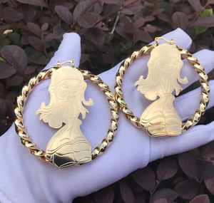 Custom Cartoon Character 18K Gold Plated Stainless Steel <b>Twist</b> <b>Earrings</b> for Women Trendy Bamboo <b>Hoop</b> Party Dropshipping - Product Image 4