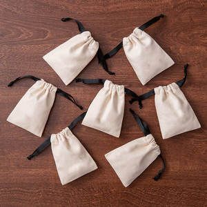 Pochettes cadeaux pour bijoux, sacs en toile épaisse avec cordon de serrage et ruban, logo personnalisé, cadeau de mariage pour les invités - Product Image 5