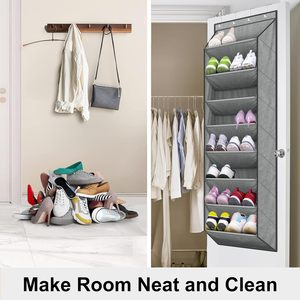 Over The Door <b>Shoe</b> Organizer 8 Pockets Grey Oxford Fabric Hanging <b>Storage</b> Rack For Closet <b>Shoes</b> - Product Image 5