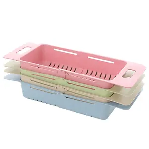 Wheat Straw Washing Basket Square Folding Colander Washing Drain Basket Fruit Vegetable Drying Basket Kitchen Supplies