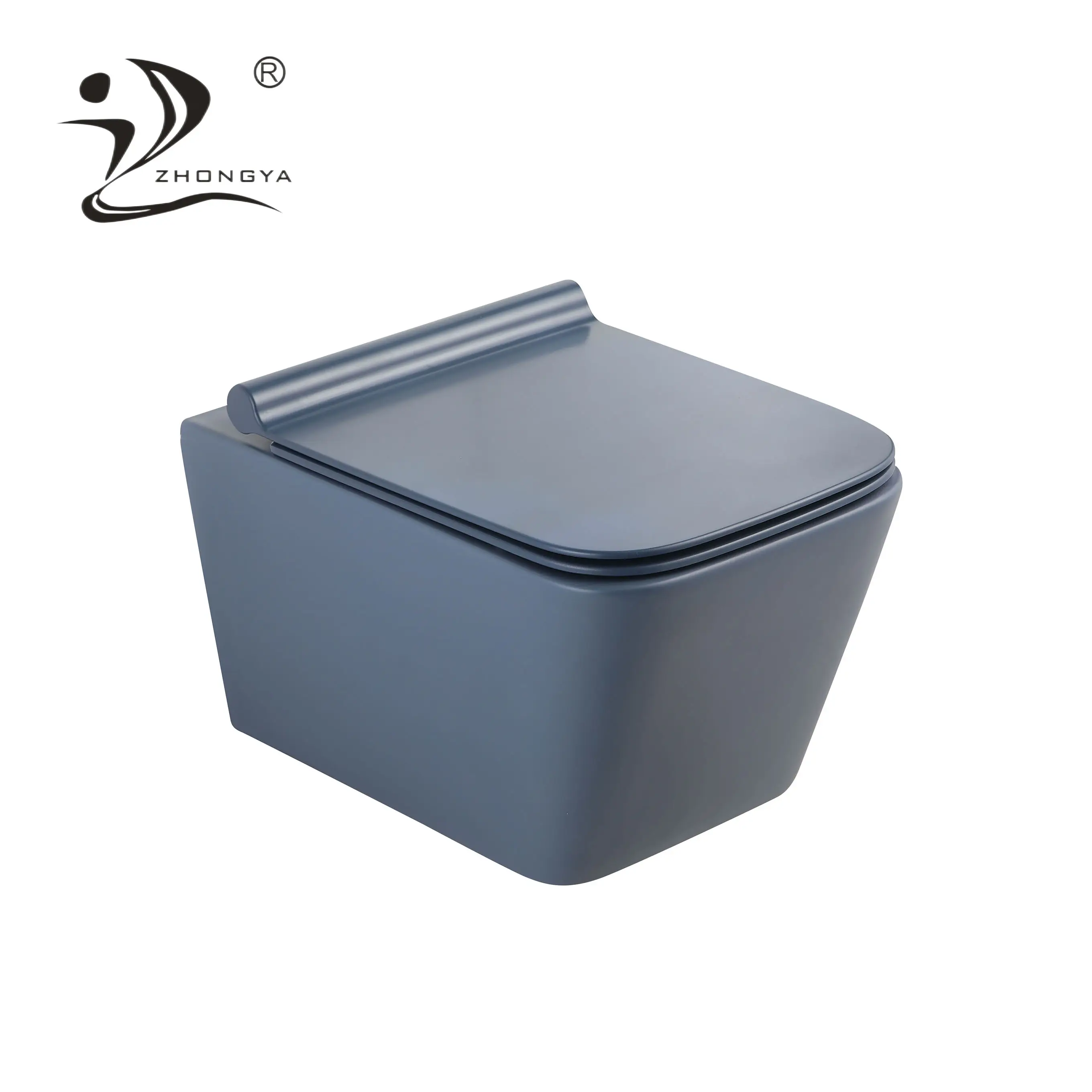 ZHONGYA Oem matte wall-hung hidden water tank bathroom rimless color toilet bowl cheap price colorful wall hung toilet