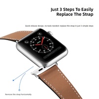 Bracelet de montre en cuir grainé Nappa pour Apple Watch Series, avec bord peint, boucle ardillon et surpiqûres contrastées, vente en gros