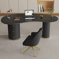 Bureau d'ordinateur en MDF de luxe léger et durable, de forme spéciale, pour bureau, salon de beauté, bureau de consultation médicale, ou comme bureau face à face avec chaise