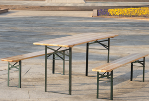 Ensemble table et banc pliants en bois de sapin tendance, robuste, pour festivals de la bière, terrasse et jardin - Product Image 2