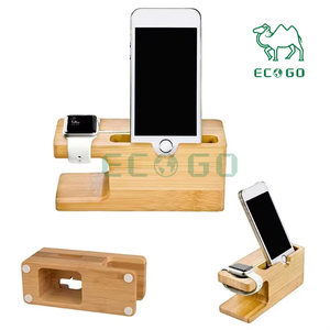 Support de station de charge de téléphone en bois de bambou pour support de montre - Product Image 3