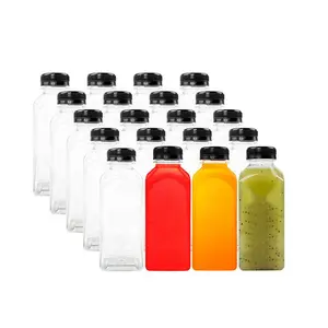 BPA Free 60ml 4oz 350ml 12oz 500ml 16oz 32oz Leere French Square PET-Plastik flaschen für Getränkes aft Milch tee mit Kappen