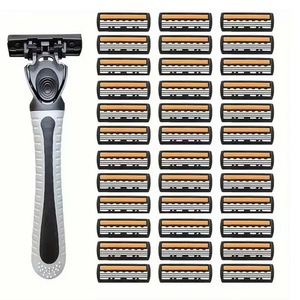 Manual <b>Razor</b> For Men 3 Blade Stainless Steel Face Shaving <b>Razor</b> With Replacement Blades <b>Set</b> - Product Image 1