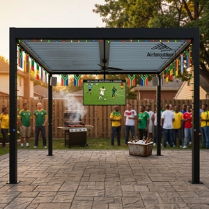 Pergola Autoportante in Alluminio Airfun con Tetto Retrattile Motorizzato a Lamelle, LED, Bioclimatica, Ecologica e Resistente al Vento per <span class=keywords><strong>Giardino</strong></span> - Product Image 4