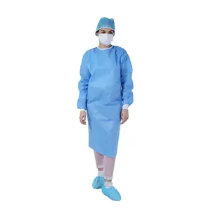 CE ISO13485 Approved Waterproof Protective Knitted Cuff Disposable Surgical Operating Suit With Ties