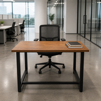 Escritorio de Oficina de Diseño Simple, Mesa de Computadora con Patas de Metal Negro, Escritorio Resistente para Laptop, Mueble de Estudio para el Hogar