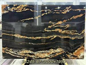 Dalle de quartzite noir or moderne de luxe, polie, imperméable, pour plan de travail, décoration intérieure, design élégant pour mur de fond - Product Image 3