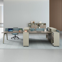 Bureau de travail moderne et simple en PVC pour 4/6 personnes avec cloison, boîte à câbles et armoire fixe, chaise de bureau incluse