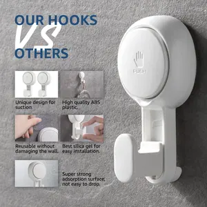 Eco-friendly Self Sticking Wall Hook NO-Drilling Removable 1Second To Install Plastic No Drill Hooks Vacuum Suction Cup Hooks