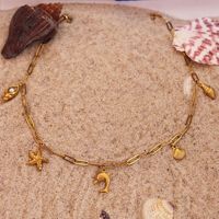 Collar con colgante de estrella que no se desvanece, venta al por mayor, collares con colgante de perla de pez globo de concha bonita a la moda, serie oceánica, piezas de joyería únicas