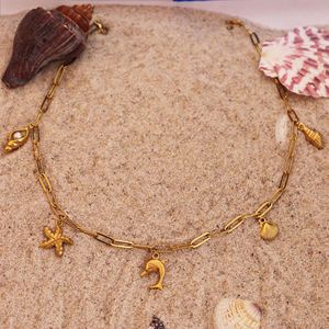 Collar con colgante de estrella que no se desvanece, venta al por mayor, collares con colgante de perla de <span class=keywords><strong>pez</strong></span> <span class=keywords><strong>globo</strong></span> de concha bonita a la moda, serie oceánica, piezas de joyería únicas - Product Image 2