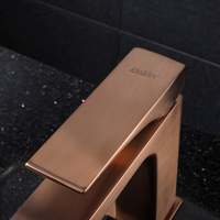 Robinet de lavabo de salle de bain en or rose, monotrou, moderne, pour eau chaude et froide, à poser sur le comptoir