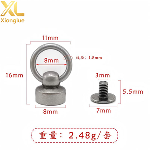 Remache de metal de latón macizo de 8 mm, remache Chicago, remache con anillo en O y tornillo para bolsos, cuero y prendas de vestir - Product Image 6