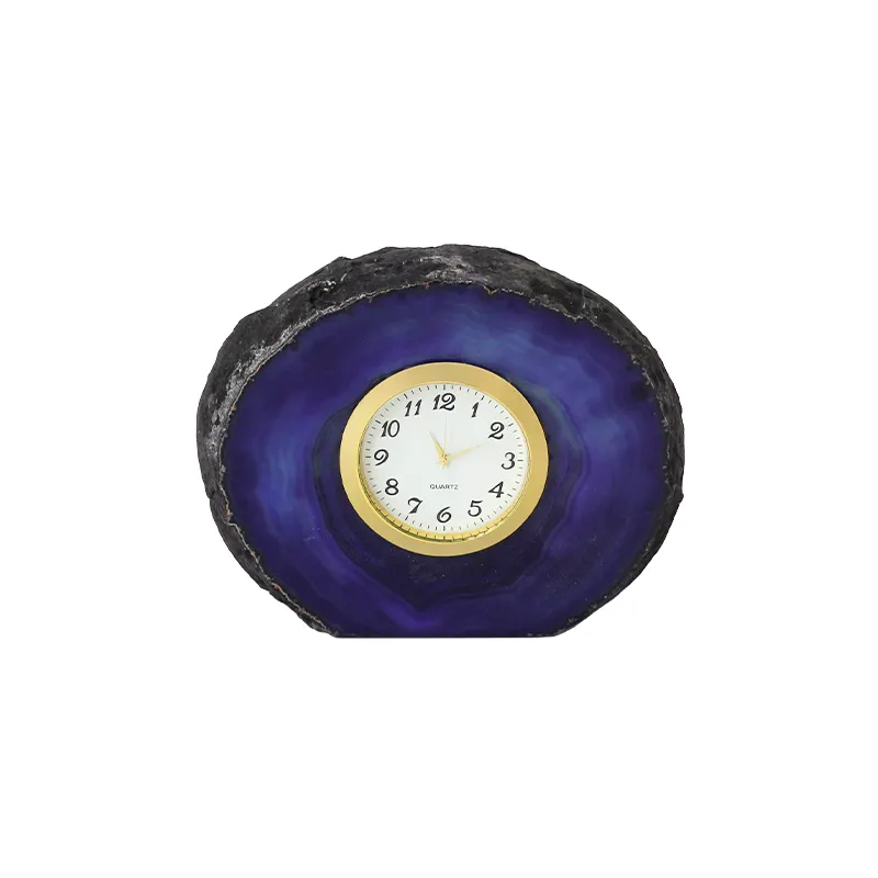 2024 nouveau produit pierre brute violet Agate pierre décoration de Table horloge de pierres précieuses