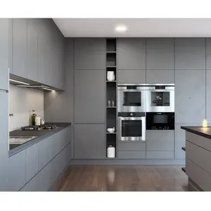 灰色肯尼亚家用厨房橱柜厨房设计样本橡木厨柜与岛