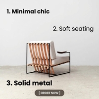Fauteuil de détente moderne en velours avec structure métallique pour la maison, le bureau, le salon, la chambre, l'hôtel, l'appartement
