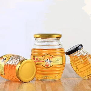 공장 생산 도매 다른 크기 하이브/벌집 모양의 유리 꿀 항아리 - Product Image 6