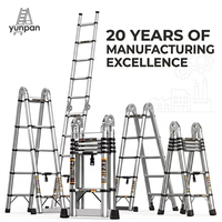 Échelle télescopique multifonctionnelle en alliage d'aluminium, haute résistance, antidérapante, pliable, conforme à la norme EN 131, pour gymnase, supermarché, extérieur