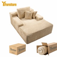 Canapé-lit compressé en tissu velours côtelé, design sans armature, adapté aux animaux, livraison rapide, OEM/ODM