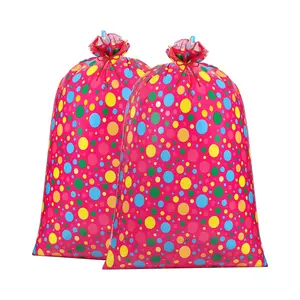 प्लास्टिक जन्मदिन मुबारक बड़े उपहार बैग रंगीन पोल्का डॉट्स डिजाइन जंबो वर्तमान बैग