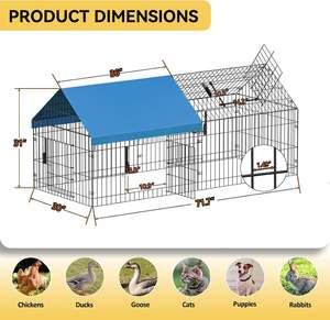 Recinto Pollaio in Metallo da Giardino con Copertura Gabbia per Galline Recinzione Canile per Anatre - Product Image 3