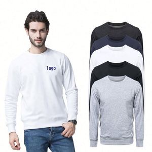 Sweat-shirts et pulls à capuche pour hommes, col rond uni, avec logo imprimé, vente en gros d'usine, broderie personnalisée, sweat-shirt vierge pas cher pour hommes - Product Image 1