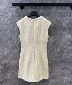 <span class=keywords><strong>Abito</strong></span> color <span class=keywords><strong>oro</strong></span> di lusso di alta qualità con tag ragazze con paillettes scintillante passerella in Tweed <span class=keywords><strong>Mini</strong></span> <span class=keywords><strong>abito</strong></span> con bottone in Tweed decorato con bottone in Tweed - Product Image 2