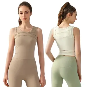 Free sample White Breathable Yoga Gym Fitness Tight Women Wholesale tops Sports Workout Crop Vest Sleeveless Tank Top
